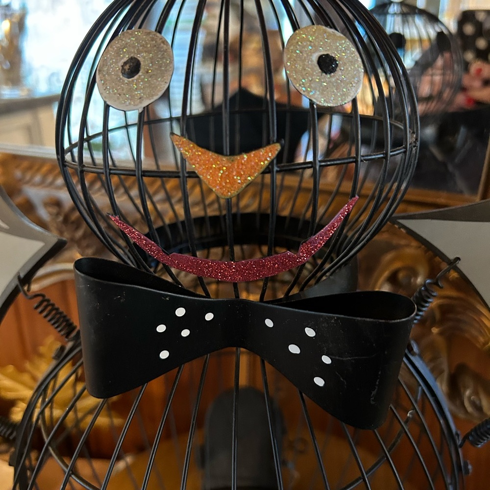 Department 56 black bat wire birdcage, Halloween decor - Picture 2 of 6
